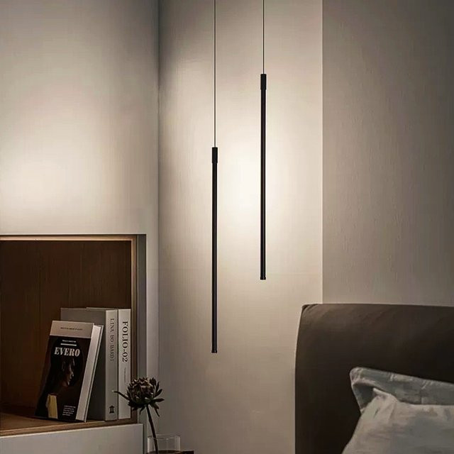 DAMIASMIL LED-Streifen-Pendelleuchte Neon Flex in Schwarz für Wohnzimmer und Schlafzimmer - Bild 1