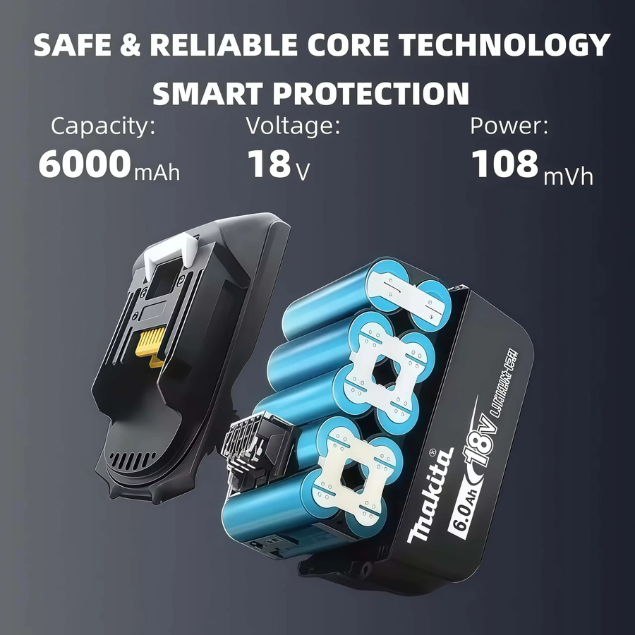 Makita 18V Lithium-Ionen-Akku BL1860B mit 6Ah für Elektrowerkzeuge - Bild 2