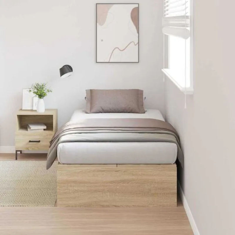 Vidaxl Funktionsbett Bettgestell Sonoma Eiche Natur aus Holzwerkstoff, B/T/H: 200 x 90 x 31.5 cm - Bild 1