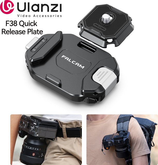 Ulanzi F38 Verbessertes Rucksack-Clip-Kit Basis V2 in Schwarz für GoPro, Sony, Canon und Nikon DSLR-Kamerakäfig mit Arca-Swiss Schnellwechsel-System - Bild 1