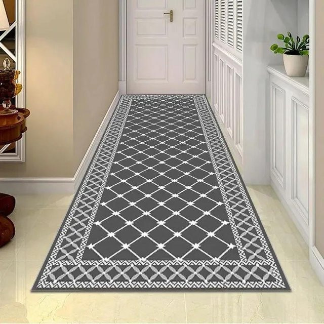 Moderner geometrischer Flur-Langteppich Super Six in Grau, waschbarer Korridor-Teppich für Wohnzimmer und Küche, Breite: 80 cm, Länge: 100 cm - Bild 1