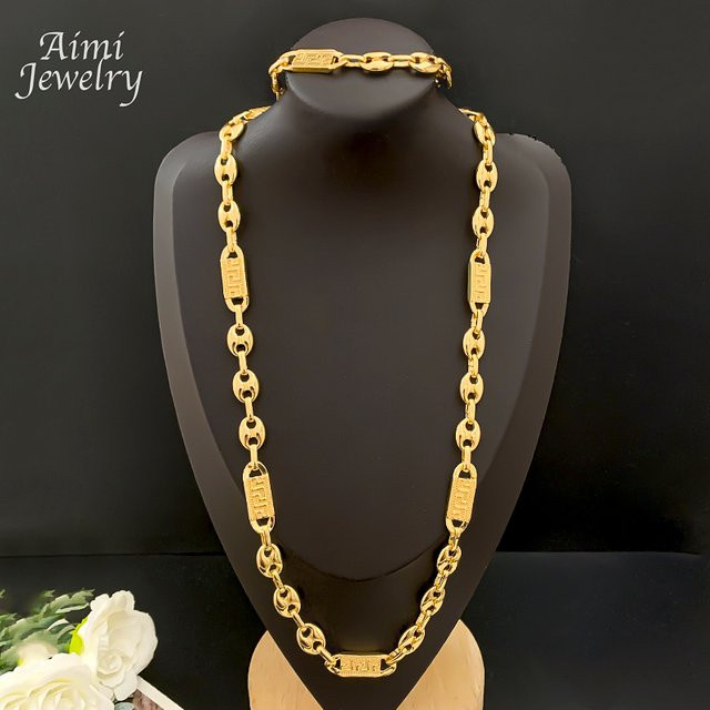 HIPUNK Schmuckset, Halskette, Armband, 18 Karat vergoldet, Gold, Herren - Bild 1