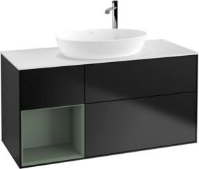V&B Waschtischunterschrank Finion mit Wandbeleuchtung in Blau lackiert, Breite: 120 cm, Höhe: 60,3 cm, Tiefe: 50,1 cm - Bild 1
