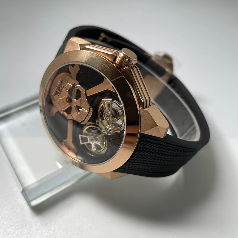 PINDU Armbanduhr, Automatik, Edelstahl, Bicolor, Schwarz, Gold, 45,5 mm, Herren - Bild 2