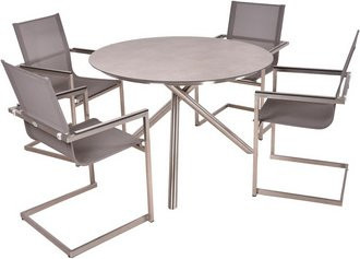 Garden Pleasure Gartenmöbel-Set Sienna 5-teilig in Grau und Silber aus Aluminium und Kunststoff, Tisch mit 4 Stühlen, B/T/H: 210 x 110 x 75 cm - Bild 1