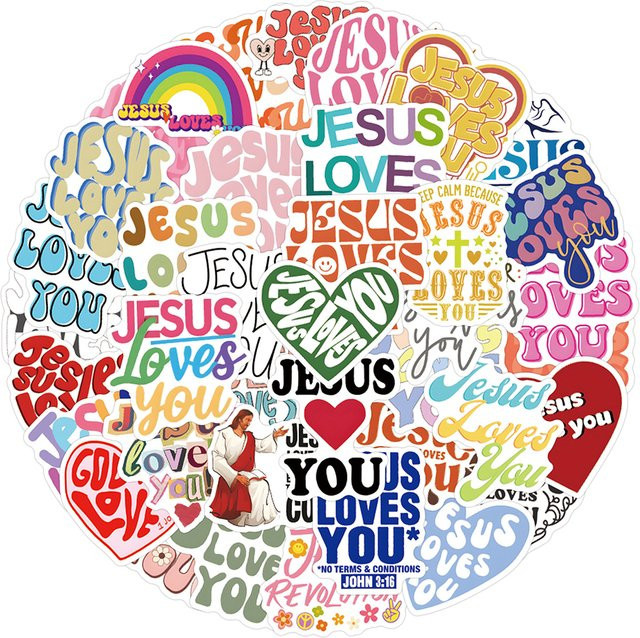 Charile Jesus Liebt Dich Christian Aufkleber Set, wasserfeste religiöse Bibel Graffiti Sticker in Multicolor zur Dekoration von Laptop und Telefon - Bild 1