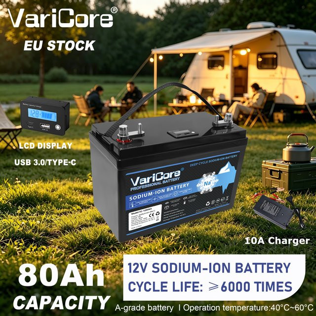 Varicore Natrium-Ionen-Batterie 12V/15,6V 80Ah in Schwarz, kältebeständig für Elektroautos, Golfcarts und Solaranlagen - Bild 1