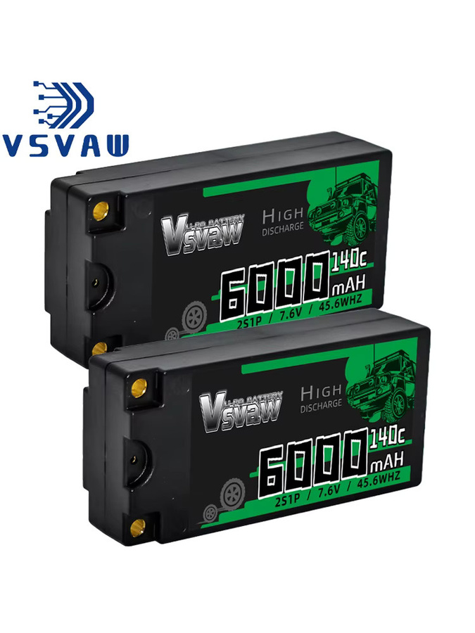 VSVAW 2S 140C Shorty RC Lipo Akku 7,6V 6000mAh Hardcase, mit 5mm Bullet T-Stecker - Bild 5