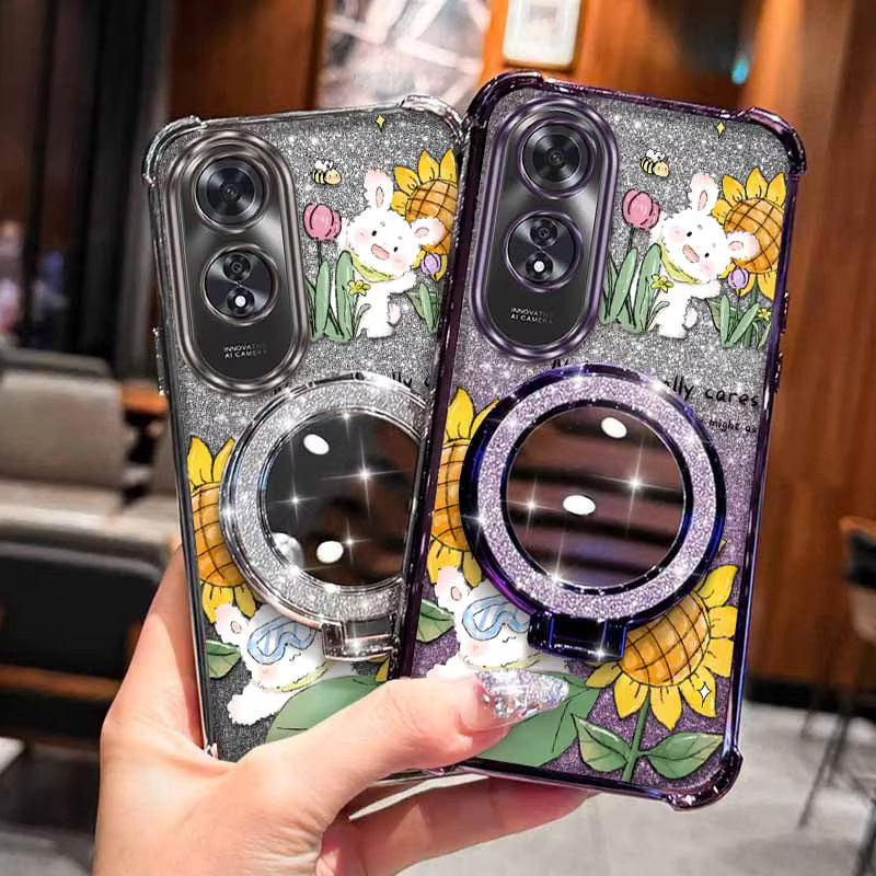 Handyhülle mit Glücklich Kaninchen Motiv und Lanyard für OPPO A57S A58 A54 A77S A78 A77 A38 A18 A16 A16S Find X8 Ultra in Schwarz und Multicolour - Bild 3