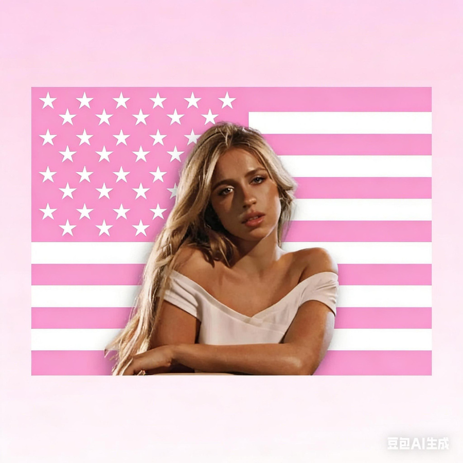Tate Mcrae Popstar Wandteppich mit Amerikanischer Flagge von JMG Household Supplies in Pink, Polyester, B/H: 40 x 60 cm - Bild 3