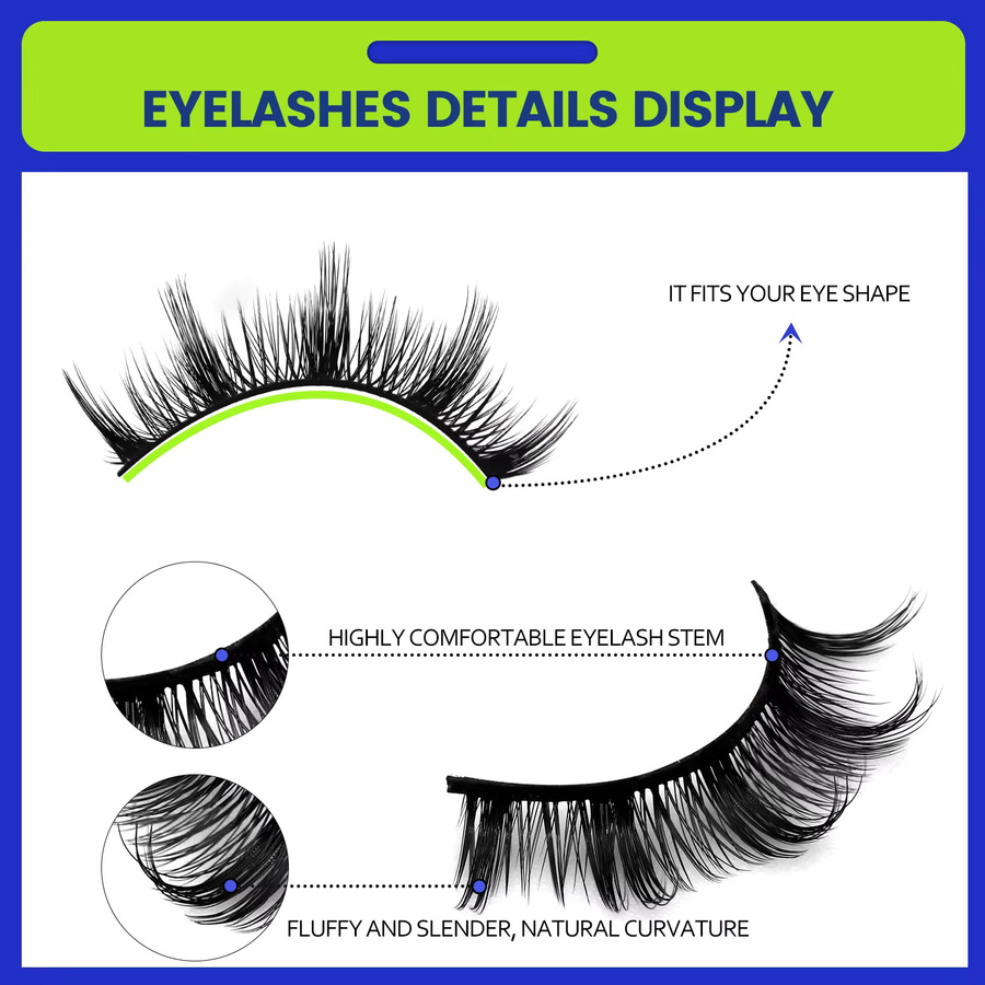 VELTRINAY Manga Lashes 3D Faux Mink Wimpern, Matt, Unisex - Bild 4