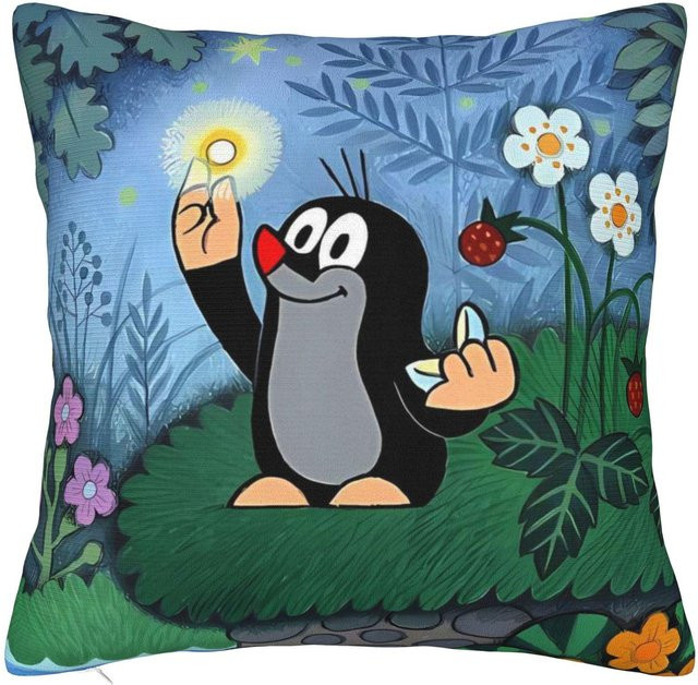 SAZ Pillow Kissenbezug Der kleine Maulwurf Arbeitend Retro Design Multicolor B/B: 40,64 x 40,64 cm - Bild 1