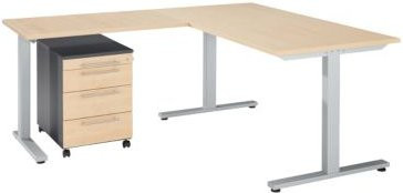 Schäfer Shop Select 3-tlg. Büromöbelset Start Off Schreibtisch mit T-Fuß, Ahorn/Graphit, B: 180 cm, T: 80 cm, H: 73,5 cm - Bild 1