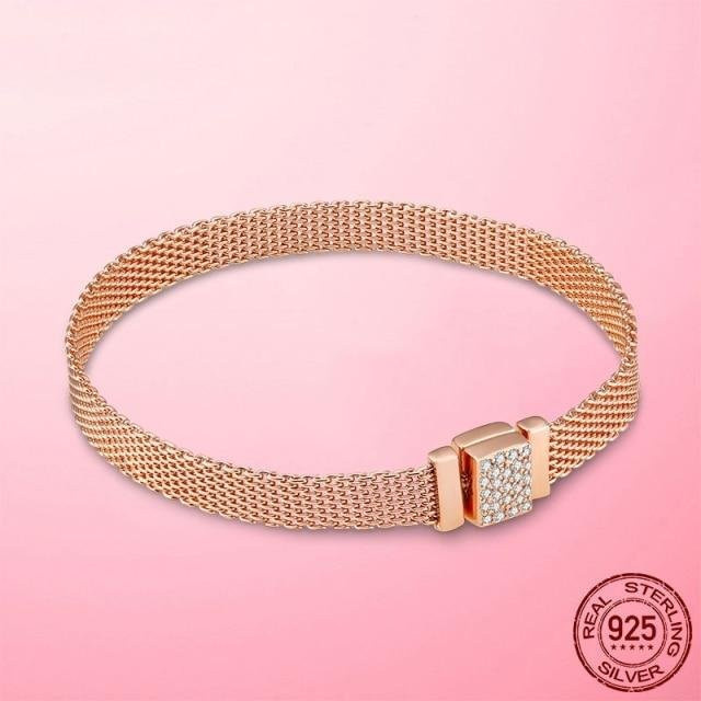 YIRAN Jewelry Mesh-Armband, 925 Silber, Gold, Damen, 20cm - Bild 1