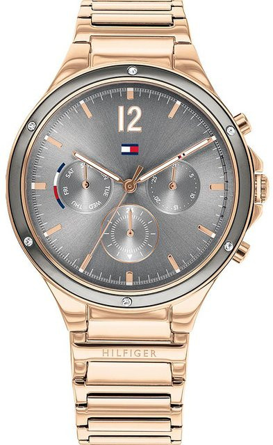 Tommy Hilfiger Damenuhr, Quarz, Edelstahl, Grau, 38 mm, 3 ATM - Bild 1