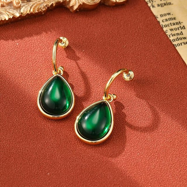 Lucky Star Jewelry Ohrringe, Tropfen-Ohrringe, Kupfer, grün, Zirkonia, Kristall, Damen - Bild 1