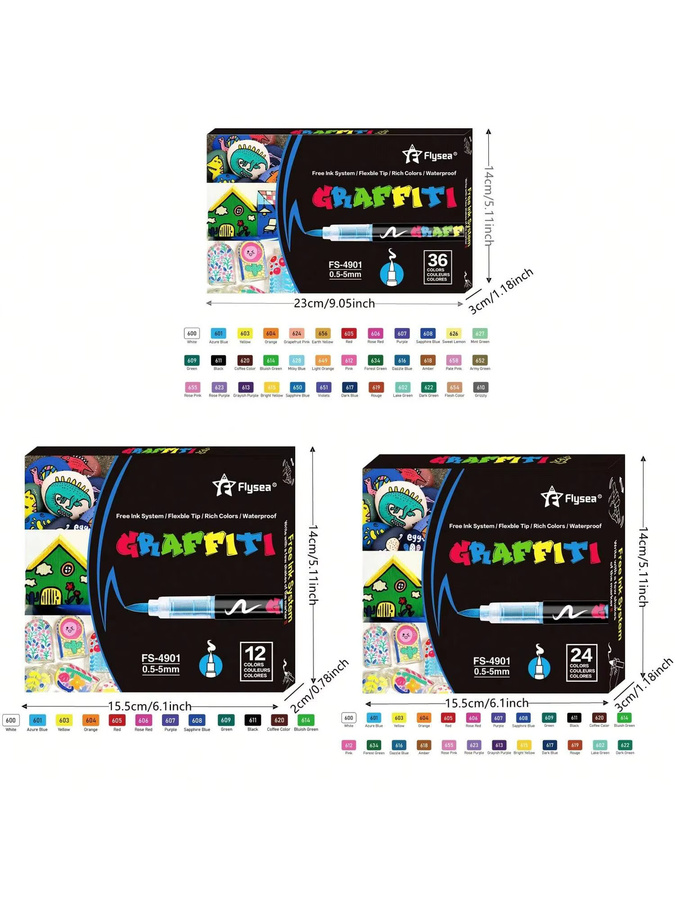 Acrylmarker Set mit Pinselspitze in 24 Farben für Künstlerbedarf und Stoffgestaltung - Bild 3
