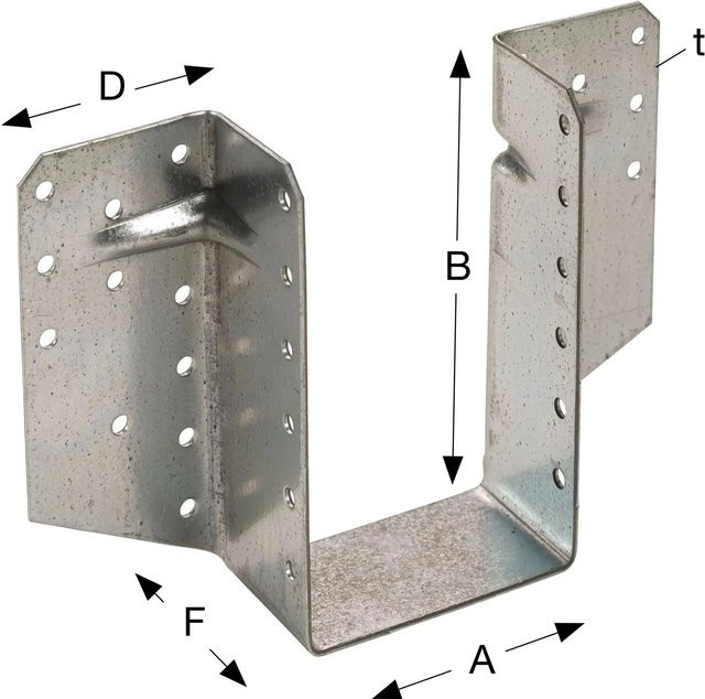 Simpson Balkenschuh BSS Außenliegender Holzverbinder aus feuerverzinktem Stahl, Farbe: Silber, Breite: 16,0 cm, Höhe: 19,0 cm - Bild 1
