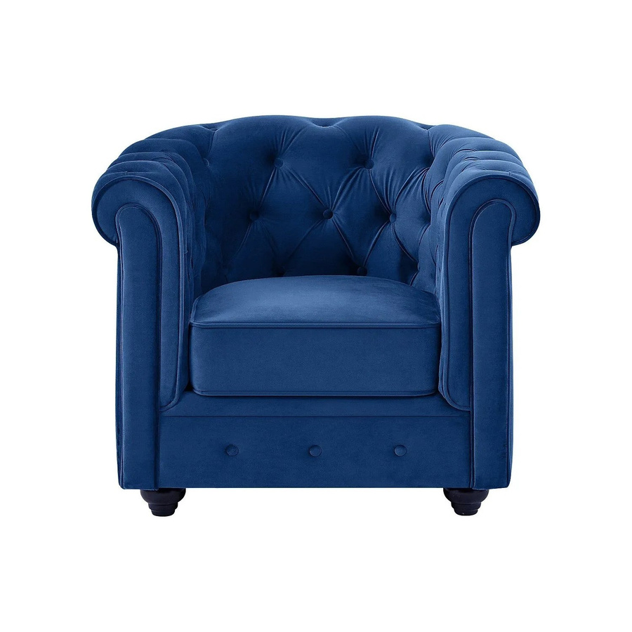 Vente-unique Chesterfield Sessel mit gerader Rückenlehne aus Samt in Königsblau, Höhe: 82 cm - Bild 2