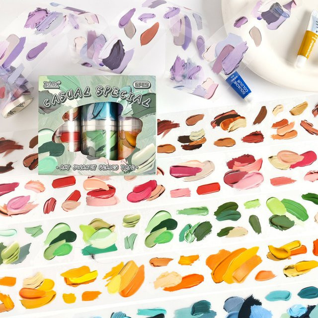 Art Journey Washi Tape Set mit 6 Rollen in Multicolour für kreative Bastelarbeiten und Dekorationen - Bild 1