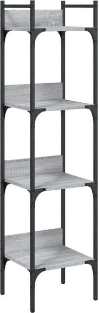 vidaXL Bücherregal mit 4 Böden in Grau, B/T/H: 35 x 30 x 138,5 cm - Bild 1