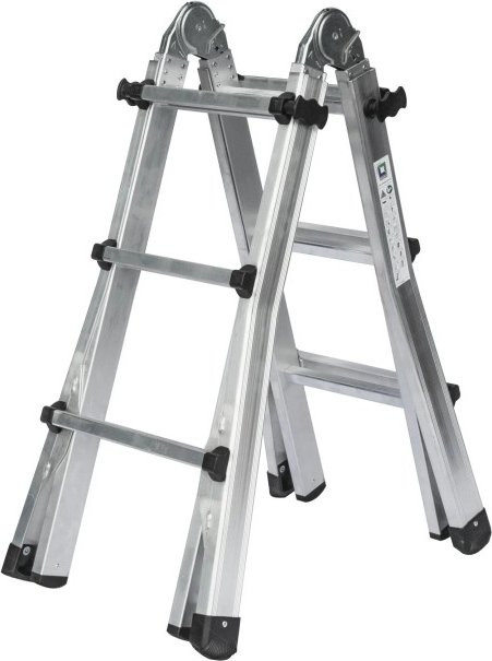 PROREGAL Teleskopleiter 4-teilig ohne Traverse, Farbe: Silber, 4 x 3 Sprossen - Bild 1