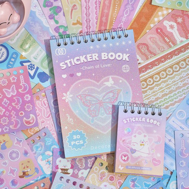30 Blatt bunte Fantasy-Papier-Aufkleber für Scrapbooking und Journaling mit 30 verschiedenen Mustern in Multicolor - Bild 1
