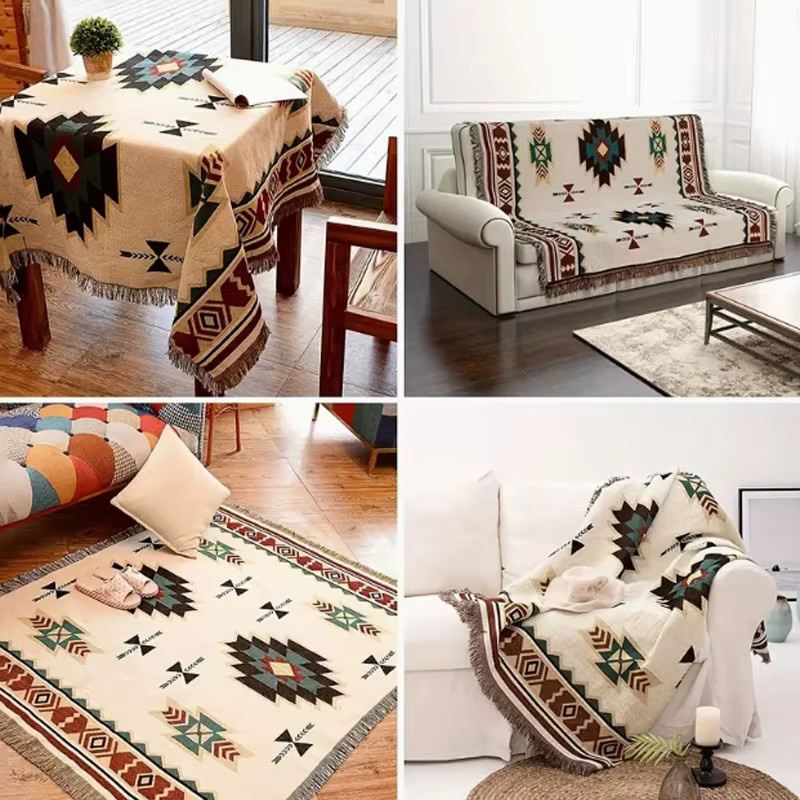 Feuchtigkeitsbeständige Outdoor-Picknickdecke im Bohemian-Design, Mehrfarbig, 180 x 90 cm - Bild 3