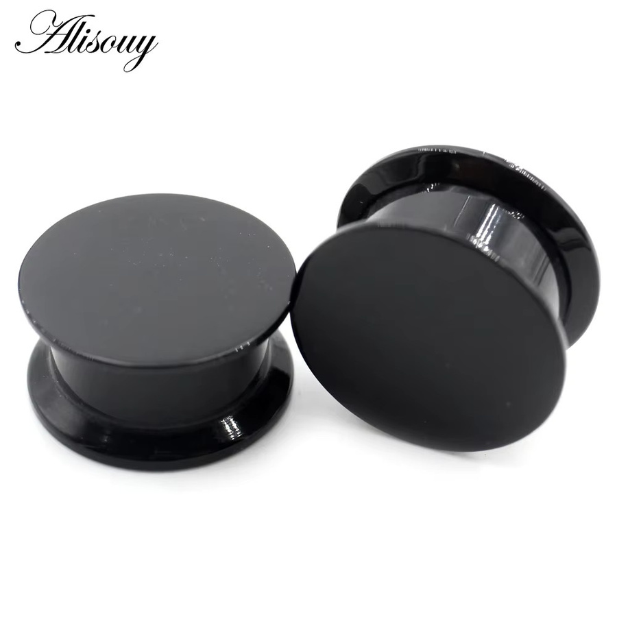 Alisouy Ohr Tunnel Plugs Expander, Acryl, Schwarz, Unisex, 3-24mm - Bild 2