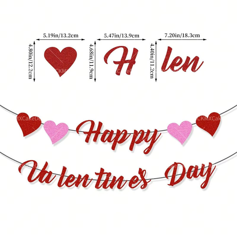Dekoratives Valentinstag Banner mit roten und gelben Herzen aus Papier für Hochzeit und Zuhause - Bild 4