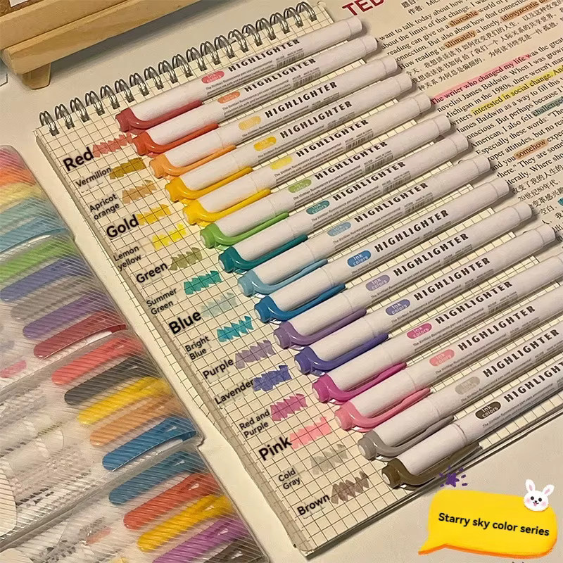 Fluoreszierendes Textmarker Set in Multicolour mit Keilspitze für Schule und Studium - Bild 4