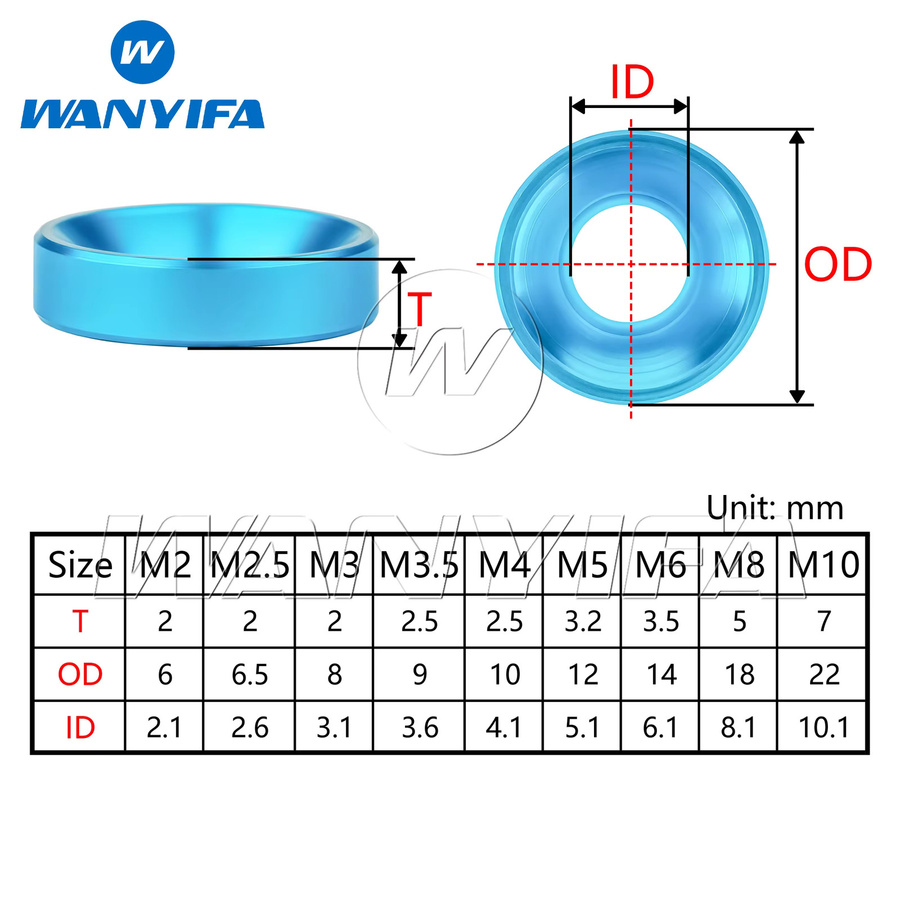 Wanyifa 10 Stück Aluminiumlegierungsscheiben eloxiert bunt für M2 bis M10 - Bild 2