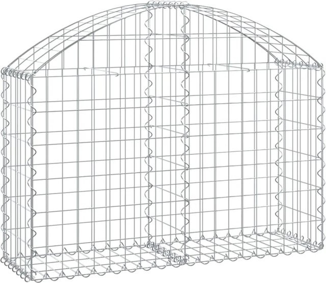 vidaXL Gabione mit Hochbogen aus verzinktem Eisen in Silber, B/T/H: 100 x 30 x 60/80 cm - Bild 1