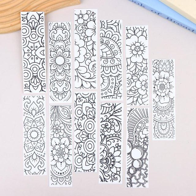 32 Stück Lesezeichen mit Blumenmuster zum Ausmalen, DIY Blanko Lesezubehör in Schwarz-Weiß für Kinder und Erwachsene - Bild 1