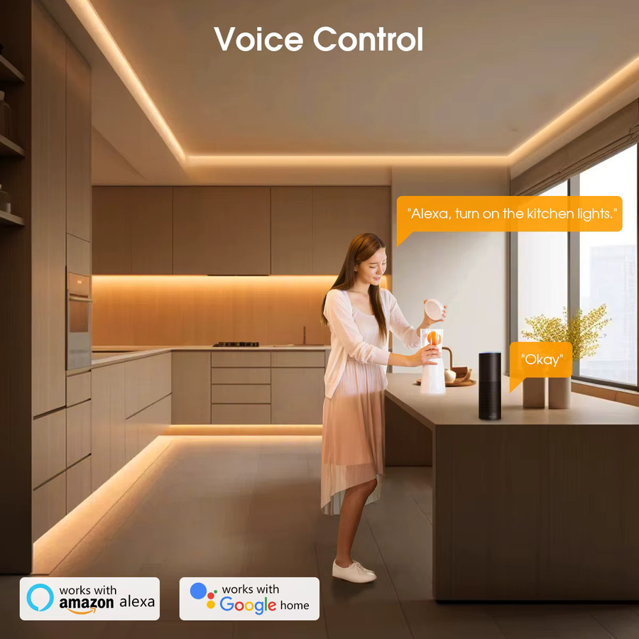 Lcamaw COB LED-Streifen Smart Lampe mit Tuya Smart Life WIFI-Steuerung, CCT Warmweiß/Naturweiß/Weiß, DC24V, kompatibel mit Alexa und Google Assistant - Bild 4