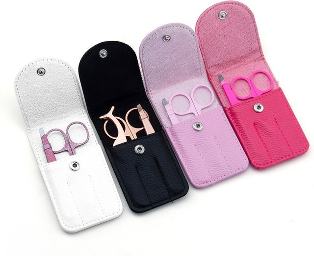 Pinzetten-Set aus Edelstahl, 3 Stück, Augenbrauen- und Wimpern-Pinzetten - Bild 1