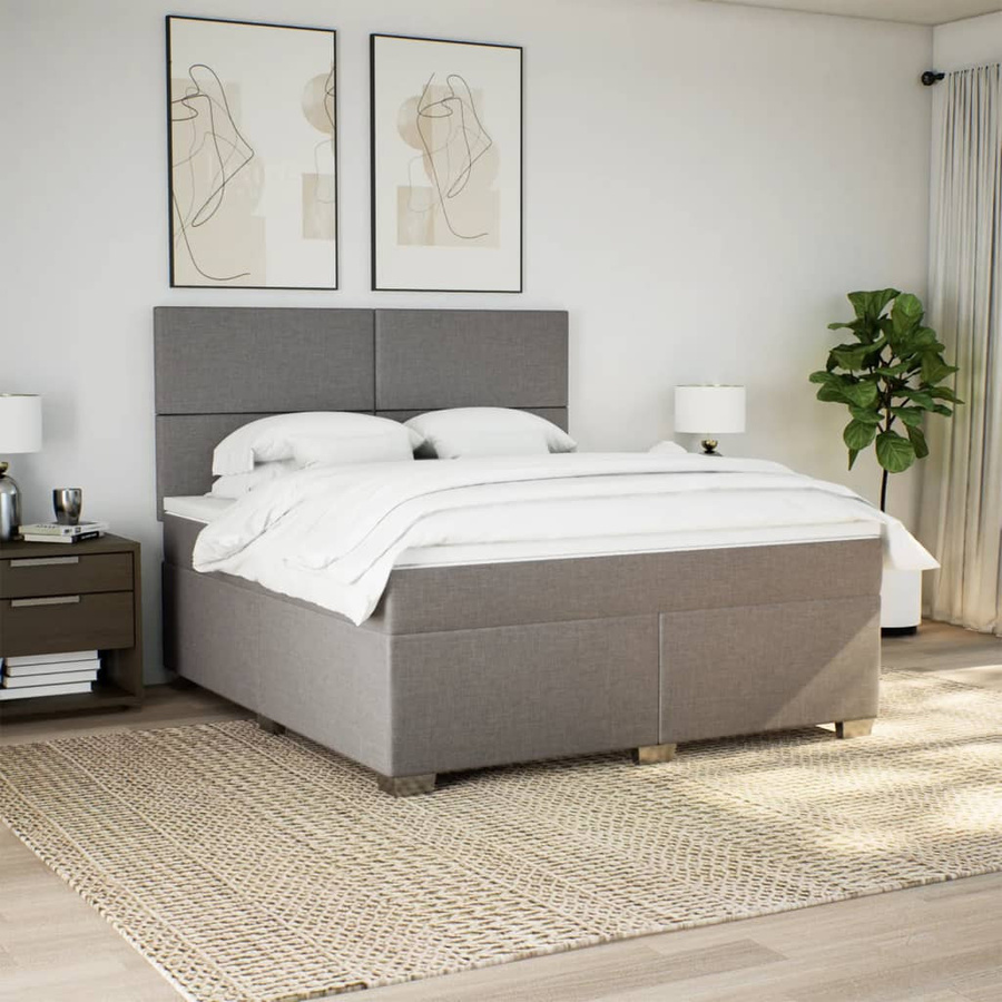 vidaXL Boxspringbett mit Matratze Hybrid-System in Taupe, Breite: 180 cm, Tiefe: 200 cm, Höhe: 140,5 cm - Bild 2