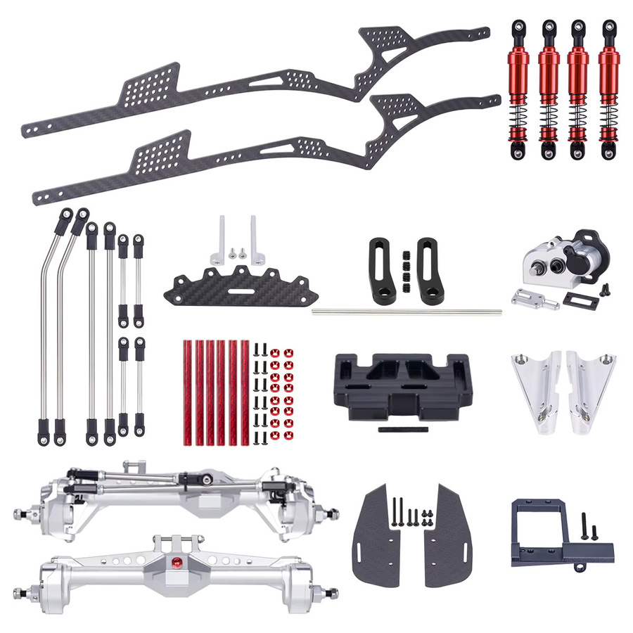 Fimonda RC Performance Carbon LCG Chassis Kit, mit Getriebe-Stoßdämpfer, 1/10 RC Crawler SCX10 Capra Upgrade - Bild 3