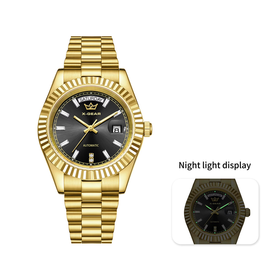 X-GEAR Armbanduhr Automatik, Edelstahl, Schwarz, Unisex - Bild 2