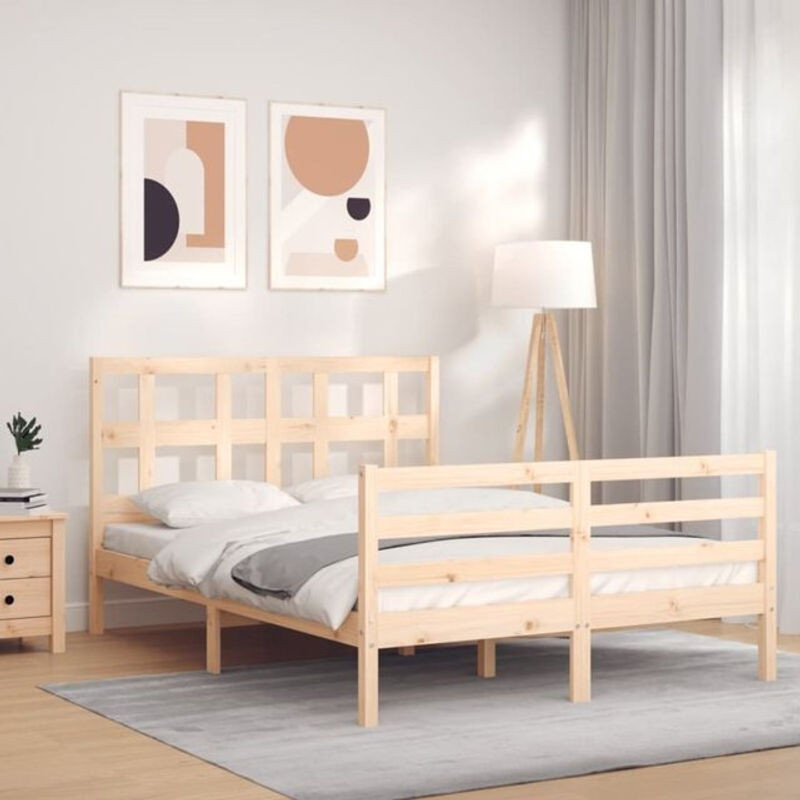 Massivholzbett mit Kopfteil von Vidaxl aus Kiefer in Braun, B: 120 cm, T: 190 cm, H: 125,5 cm - Bild 1