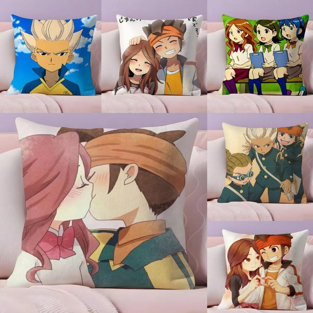 I-Inazuma E-Eleven Anime Kissenbezug aus weichem Plüschstoff, quadratisch, schwarz und mehrfarbig, Breite: 30,0 cm - Bild 1