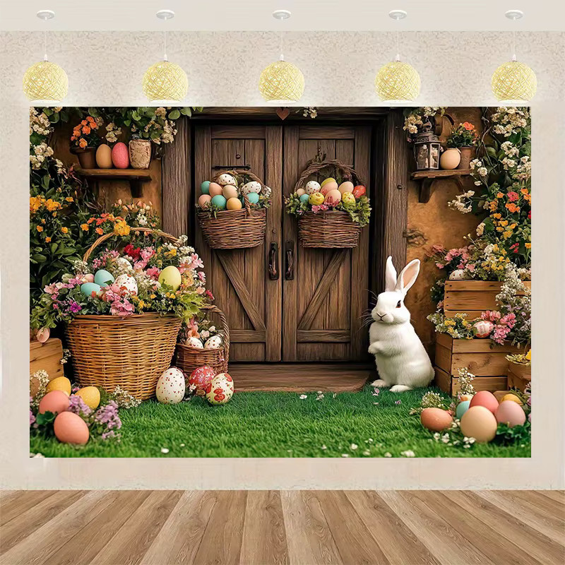 VIKAMA Osterhase und Frühlingsgartenparty Hintergrundbanner, Mehrfarbig, Rechteckig - Bild 2