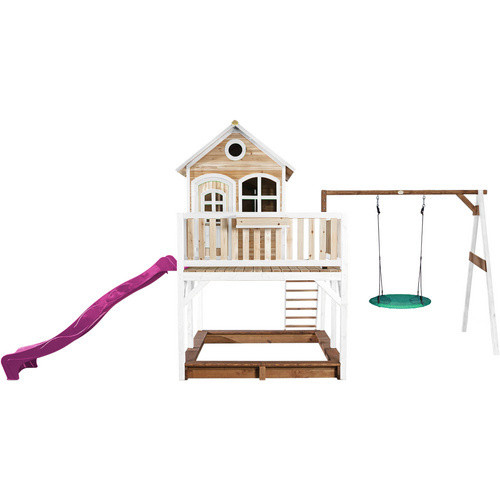 Axi Liam Spielhaus mit Summer Nestschaukel und Rutsche in Braun, Weiß und Lila, B/H/T: 613 x 291 x 277 cm - Bild 2
