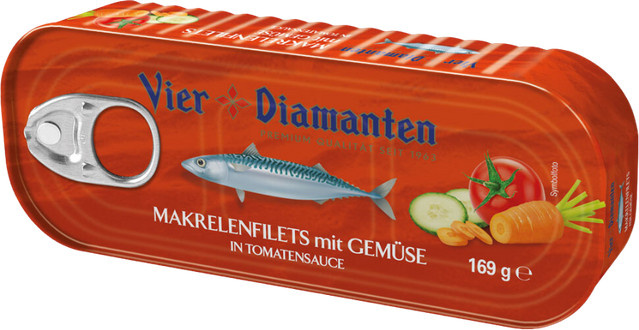 Vier Diamanten Makrelenfilets mit Gemüse und Tomatensauce 169 g - Bild 1