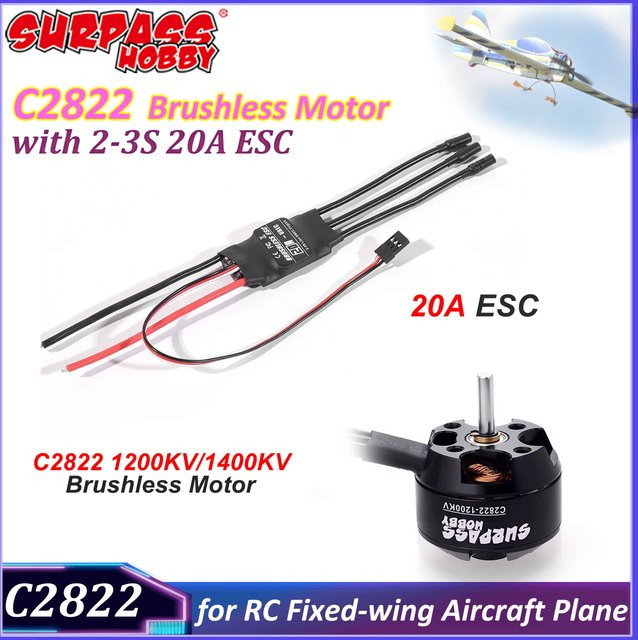 Übertreffen Hobby 2822 1200/1400KV Bürstenloser Motor 20A ESC Combo, Set / Bundle - Bild 1