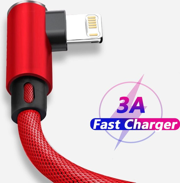 Resbyer USB-C auf USB-A Schnellladekabel mit 90 Grad Winkel in Blau für iPhone 14 13 12 11 Pro Max XR 6s 7 8 Plus - Bild 1