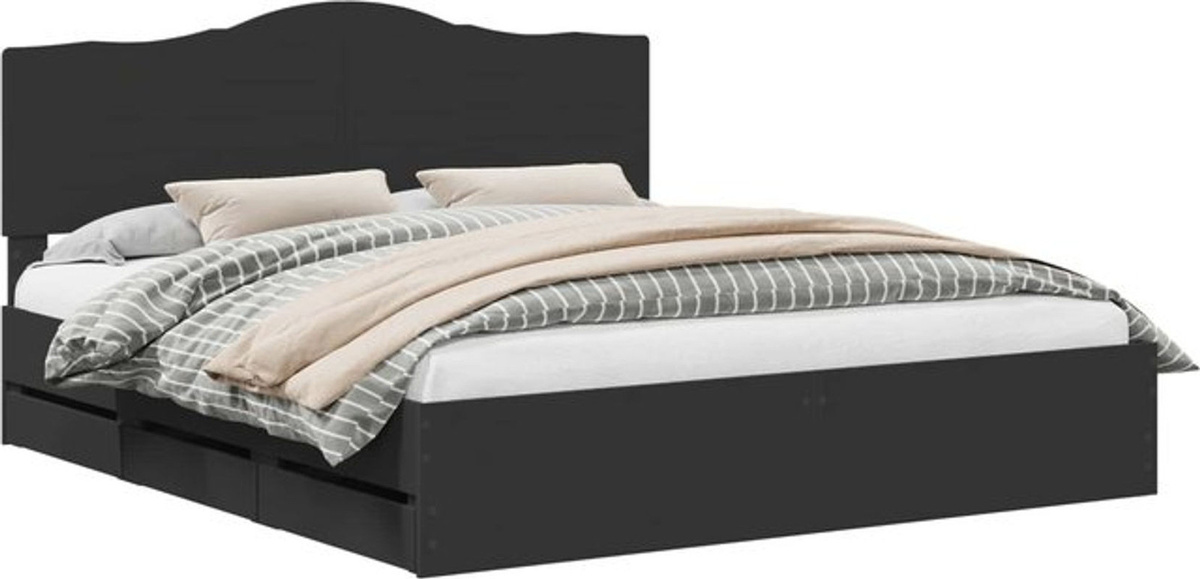 vidaXL Funktionsbett mit Schubladen aus Holzwerkstoff, Schwarz, B/T: 200 x 200 cm - Bild 1