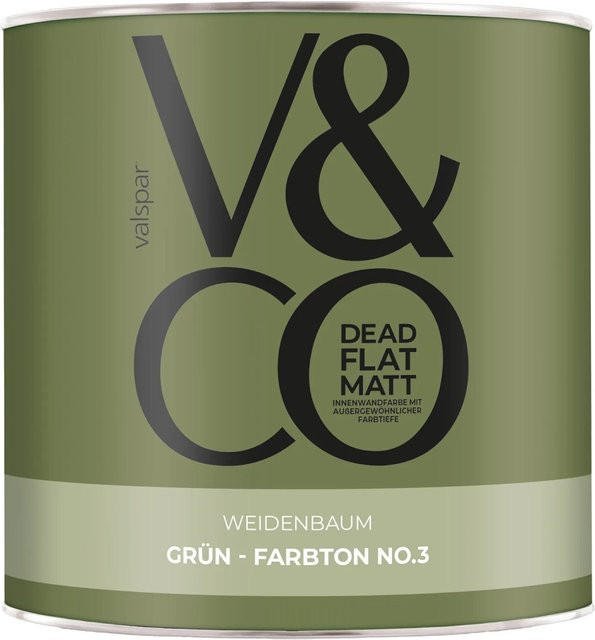 V&CO Premium-Innenfarbe Dead Flat Matt in Grün Farbton 3 Weidenbaum, 2,5 l - Bild 1