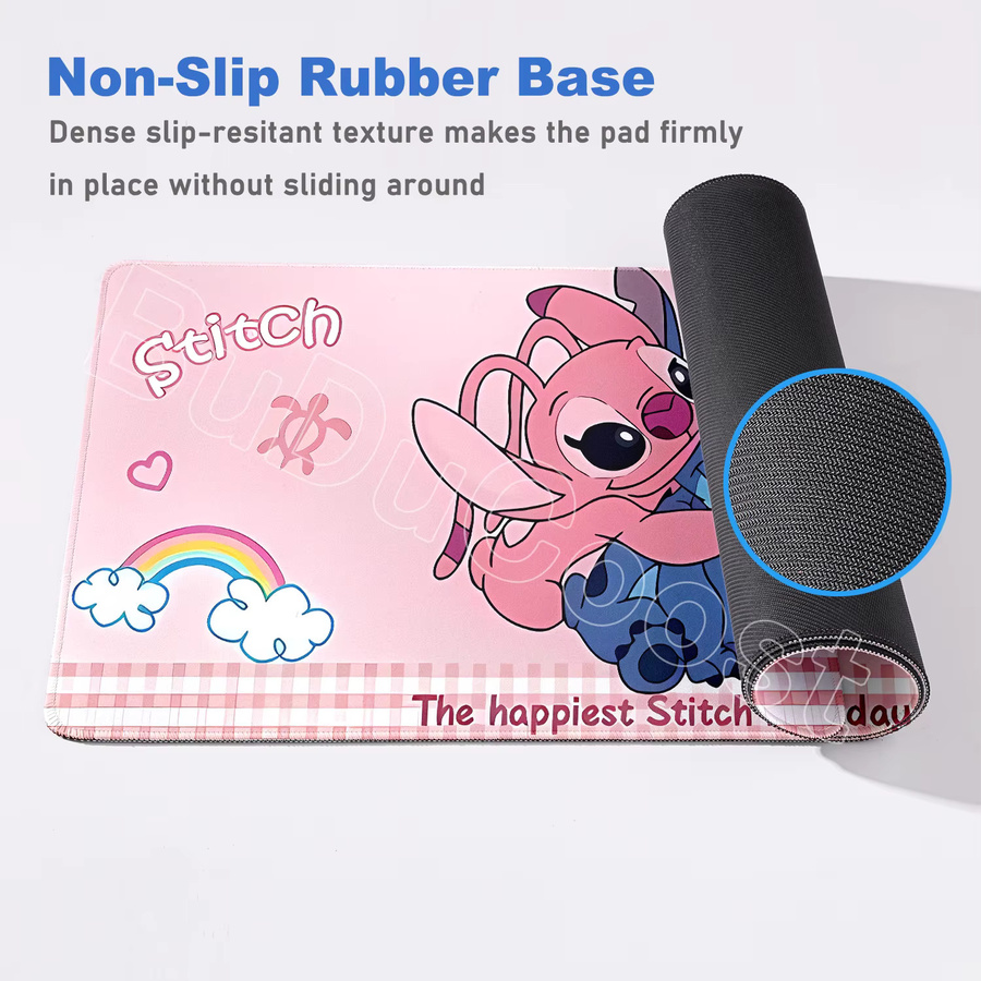 Stitch Mauspad von Potdemiel in Pink mit HD-Druck für PC und Laptop als rutschfeste Gaming-Schutzmatte - Bild 2