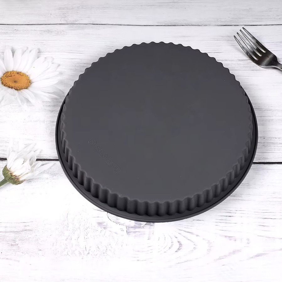 Runde Silikon-Kuchenform für Mousse und Torten in Grau, Durchmesser: 25,4 cm - Bild 1